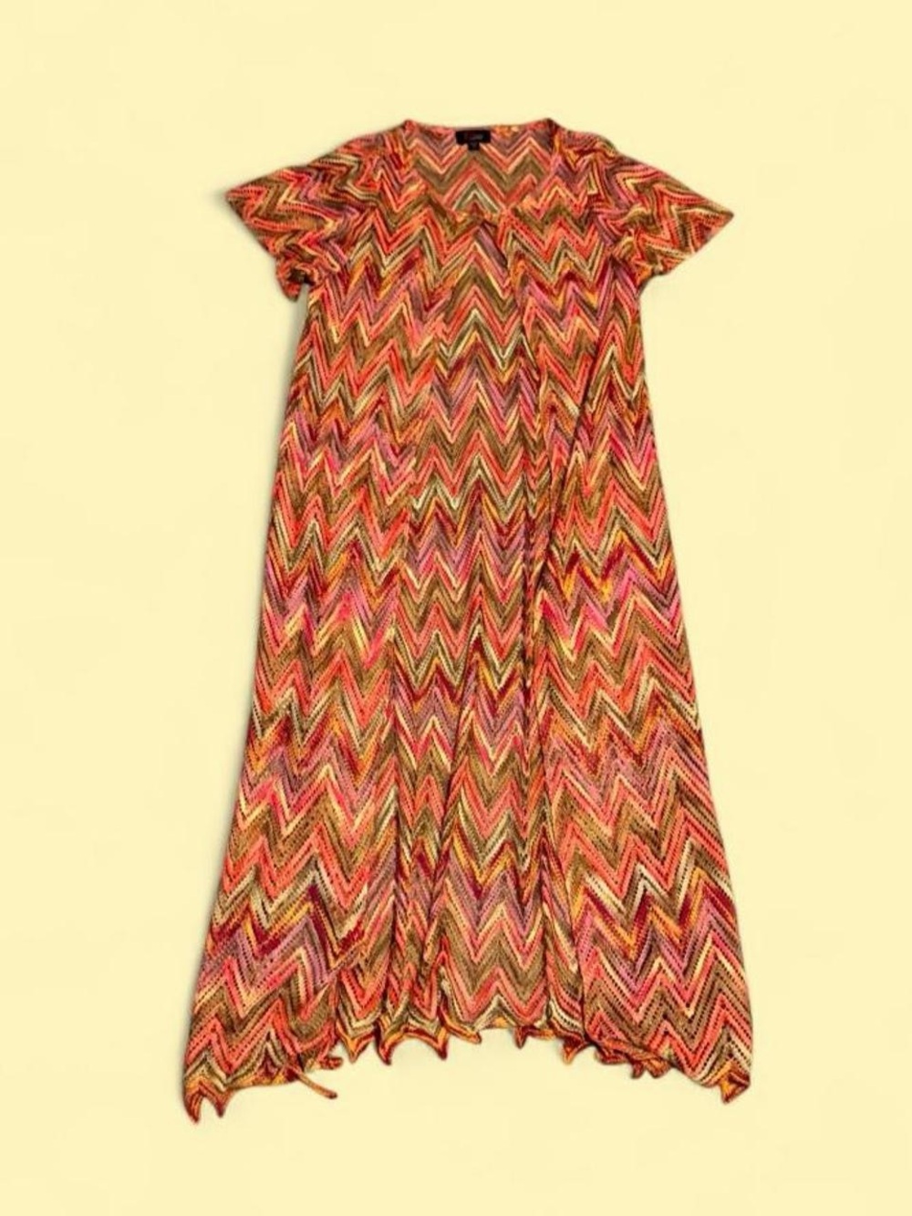 Vintage JM.STUDIO Multicolor Chevron Midi Cardigan